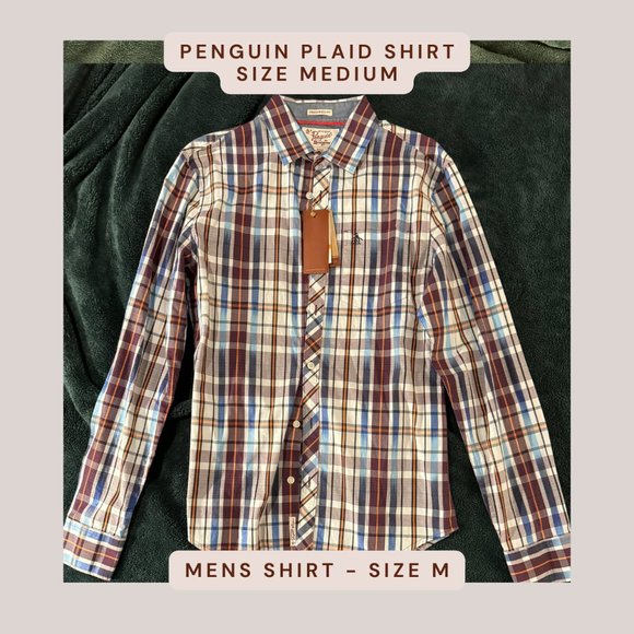 Penguin Authentic Plaid Shirt - Heritage Slim Fit - Size Medium - Picture 1 of 6